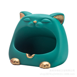 ที่เก็บกุญแจรูปแมวนำโชค ดีไซน์การ์ตูน ทำจากเรซิ่นสังเคราะห์ ของตกแต่งโต๊ะทำงาน ของขวัญสำหรับห้องนั่งเล่น - Product Image 5