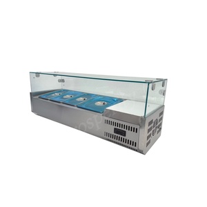 Tavolo Refrigerato per Insalate da 1,2m, Banco Frigo per Insalate, Espositore per Insalate in Acciaio Inox, Tavolo Preparazione Pizza con Raffreddamento Diretto - Product Image 2