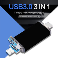 Venta al por Mayor de Nuevas Memorias USB 2.0 OTG 3 en 1 de Plástico de 4GB-128GB con Garantía de 3 Años para Teléfonos Móviles