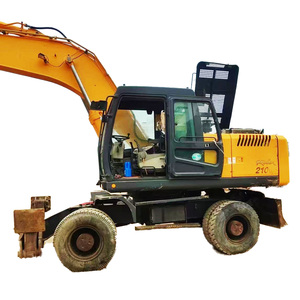 Korea Hyundai 210 Wheel Excavator 21Ton Hydraulic <b>Tire</b> Digger Heavy Duty Construction Equipment - Product Image 1