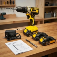 Mini perceuse à percussion 20V, moteur à balais, batterie 2.0Ah, 50 réglages de couple, légère, compacte, qualité industrielle, pour la maison, le bricolage, le mobilier, OEM