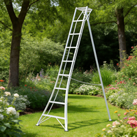 Escalera de Aluminio de 3 Patas Ajustables, Escalera Resistente para Recolectar Frutas, para Terrenos Inclinados, Terrenos Irregulares, Poda de Árboles