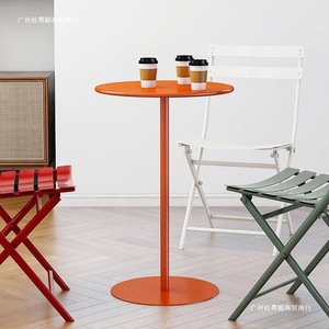 Mesas de Bar Redondas Pequeñas en Blanco, Negro, Amarillo, Dorado, Rojo, Naranja, Azul, Verde para Cafetería, Restaurante, Pastelería, Mesa de Centro con Patas Altas - Product Image 4