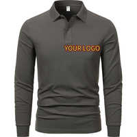 Polo de Manga Larga Personalizado para Hombre, Mezcla de Algodón y Sorona, Cuello con Botones, Estilo Casual, Vintage, Urbano, Elástico, Diseño de Alta Gama, Venta al Por Mayor
