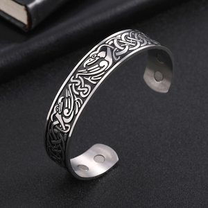 Bracelets <span class=keywords><strong>en</strong></span> acier inoxydable de thérapie magnétique pour la <span class=keywords><strong>santé</strong></span>, bracelet de poignet <span class=keywords><strong>Viking</strong></span> avec totem de phénix, bracelet amulette Wiccan - Product Image 2