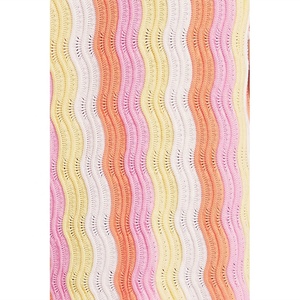 Abito Polo Oversize da Donna in Maglia con Motivo a Onde Rosa, <span class=keywords><strong>Arancione</strong></span> e Giallo, Realizzato in Cotone Lavorato a Maglia all'Uncinetto - Product Image 5