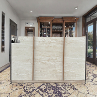 Dalles de travertin blanc beige Wabi-sabi JZ Stone - Surface polie/découpée durable pour comptoirs de cuisine, murs extérieurs de hall, villas