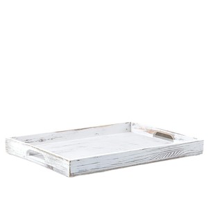Retro White Solid Wood Serving <b>Tray</b> 12x16 Inch For Hotel Coffee <b>Tea</b> Service - Product Image 5