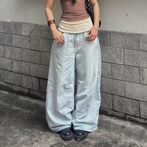 Jeans de Pierna Recta Holgados con Cintura Plegable Estilo Americano Vintage Y2K para Mujer, Novedad 2026, Venta al por Mayor - Product Image 1