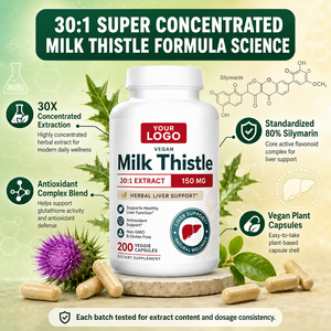 GMP Certified Milk Thistle Silymarin Vegan Capsules 150mg 30:1 Extract <b>Liver</b> Wellness Antioxidant Herbal Daily <b>Supplement</b> - Product Image 4