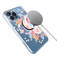 Coque magnétique de luxe en TPU pour iPhone 15 PRO MAX Motif de fleur creuse Antichoc
