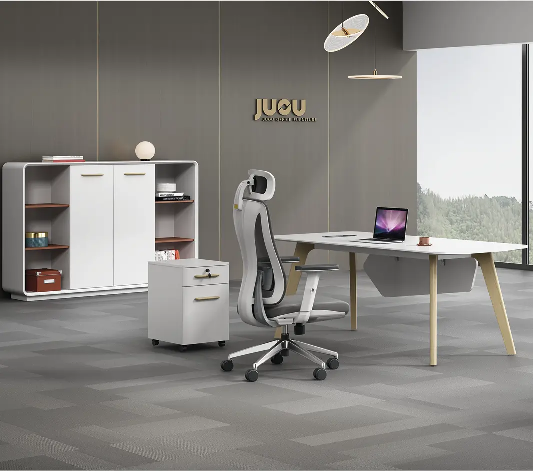 JUOU आधुनिक MDF पाक पेंटिंग लकड़ी सीईओ बॉस प्रबंधक कार्यकारी कार्यालय की मेज 2021 Foshan नवीनतम एल आकार कार्यालय कंप्यूटर डेस्क