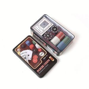 Juego de 100 Fichas de Póker de Casino con Caja de Hierro, Fichas de Póker PS con Logotipo Personalizado para el Juego de Texas Hold'em - Product Image 4