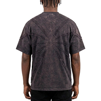 T-shirt Homme TOPSHOW Personnalisé Délavé Coupe Boxy Oversize Streetwear Effet Soleil Décoloré Acide Broderie Patch Distressed