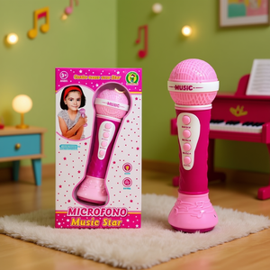 Music <b>Star</b> Microphone Pink Toy Musical Instrument 25cm Kids <b>Singing</b> Mic - Product Image 2