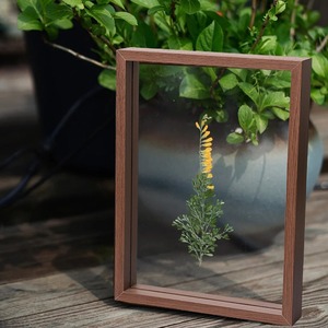 Cadre photo transparent double couche en bois massif écologique fait main avec fleurs séchées et verre double face - Product Image 1
