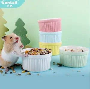Kaymaz kolay temiz seramik Hamster yiyecek kasesi meyve çoklu renk küçük hayvan gıda hayvan mama kabı