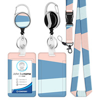 Porte-badge en plastique avec clip rétractable et cordon détachable, protection verticale pour carte, porte-clés, étui pour carte d'identité