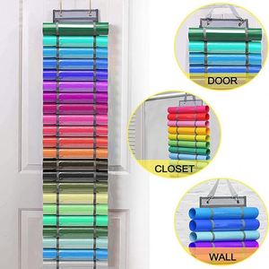 Support de rouleaux de vinyle à 12 compartiments, organisateur avec crochets de porte et sangle, en non-tissé, écologique, pliable, capacité personnalisable, fixation murale pour - Product Image 1