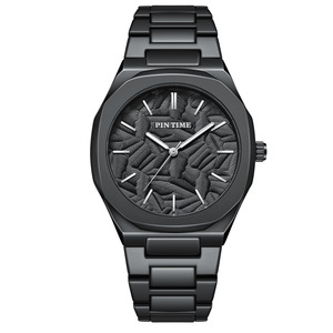 Montre pour homme d'affaires, nouveau style, tendance - montre à quartz étanche avec relief tridimensionnel en forme de feuille - Product Image 2