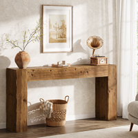 Table console de taille personnalisée, design inspiré du bois naturel, fabrication artisanale, décoration d'entrée unique, meubles en bois massif sur mesure, cadeau
