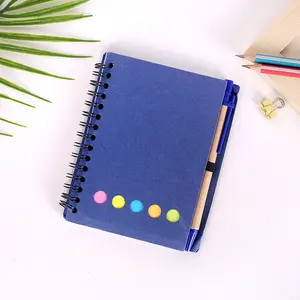 Benutzer definierte Logo Mini Notebook Haft notizen mit Stift Kraft papier bedeckt Magnetic Thermal Bound Werbe leder Notizblock