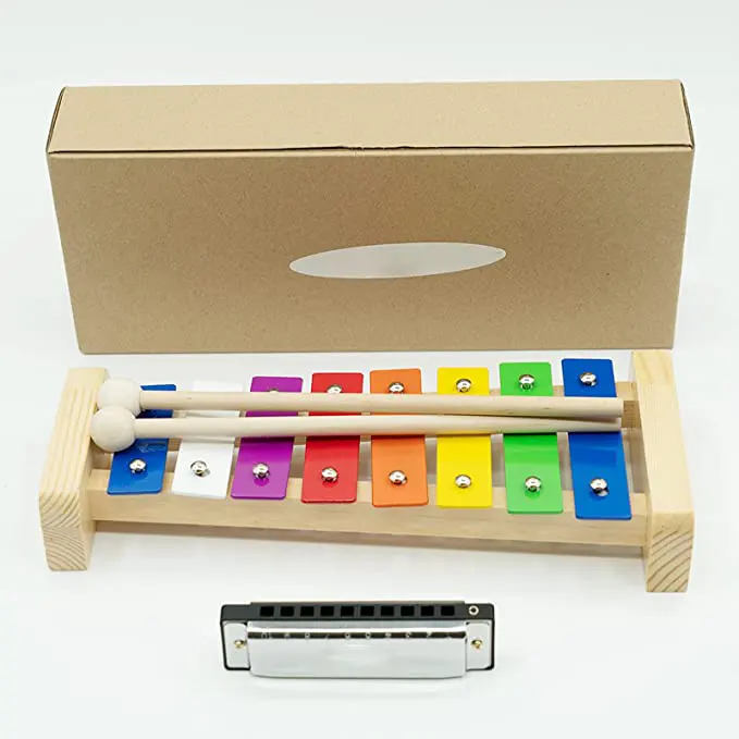 HUASHENG Professional Wooden Materials Xylophone 8 Keys Keyboard Instruments Preschool Learning Student Xylophone Toys