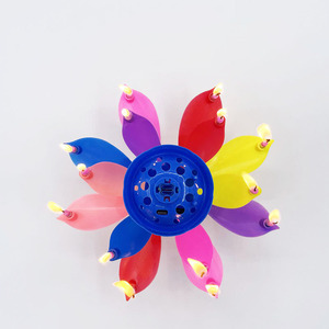 Lilin Musik Berputar Teknologi Kreatif Lotus Pesta Ulang Tahun Ganda Warna Pink Lampu Lilin Lotus Elektronik - Product Image 4