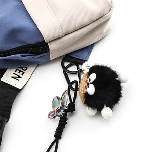 도매 수제 독특한 몬스터 플러시 블랙 푹신한 공 큰 눈 전화 케이스 가방에 대한 사용자 정의 색상 크기 팔찌 - Product Image 5