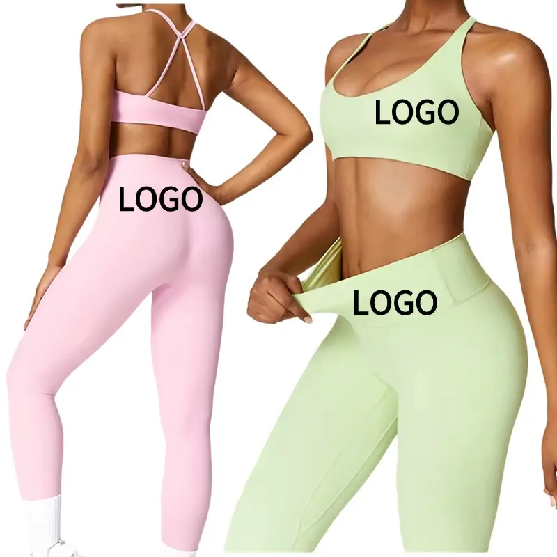 2024 Op Maat Gemaakte Fitness Kleding Yogakleding Set Dames Sportkleding 2 Tweedelige Yogapak Op Maat Gemaakte Logo Outfits Gym Fitness Sets