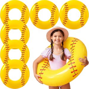 6 Pack Softball Stitched <b>Inflatable</b> Swim Rings <b>for</b> <b>Pool</b> Beach - Product Image 1