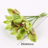 Buket Anggrek Cymbidium Buatan Berkualitas Tinggi 6 Tangkai, Dekorasi Pernikahan, Bunga Anggrek Buatan