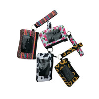 Portefeuille mini-bracelet en néoprène, mignon et portable, avec fermeture éclair, porte-cartes d'identité pour femmes, noir uni, logo personnalisé, vente en gros
