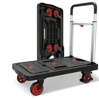 Chariot de manutention pliable compact en aluminium robuste à quatre roues, chariot à bagages portable rétractable, chariot de courses OEM