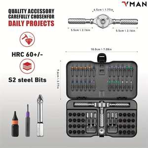 Jeu de tournevis à cliquet VMAN TOOLS 66 en 1, poignée multifonction avec 62 embouts magnétiques et magnétiseur pour la réparation - Product Image 5