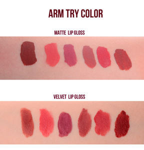 ลิปกลอสเนื้อกำมะหยี่แบบแมทติดทนนาน 2 in 1 6 สี พร้อมโลโก้สั่งทำ ขายส่งจำนวนมาก รับผลิตแบรนด์ส่วนตัว ลิปสติกเนื้อลิควิด - Product Image 2