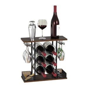 Support mural à champagne à 3 niveaux en fer, étagère murale pour bouteilles de vin, porte-<span class=keywords><strong>verres</strong></span>, meuble à vin en bois avec support pour 4 <span class=keywords><strong>verres</strong></span> - Product Image 6