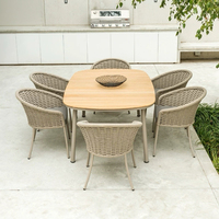 Ensemble de table et chaises de salle à manger d'extérieur en aluminium et teck, meubles de jardin modernes, durables, pour terrasse