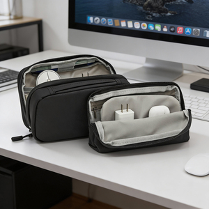 Organizador de Tecnologia 2 em 1 Impermeável em Poliéster para Acessórios Eletrônicos, Power Bank Portátil, Cabos de Carregador com Zíper - Product Image 1