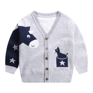 2025 nouveau gros mignon âne imprimé col <span class=keywords><strong>en</strong></span> v boutonné tricoté Cardigan doux coton <span class=keywords><strong>pull</strong></span> pour garçons filles école quotidien <span class=keywords><strong>en</strong></span> vrac - Product Image 4