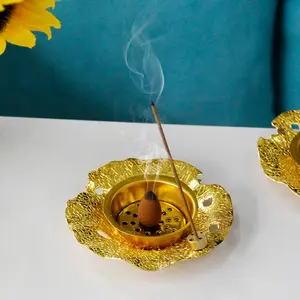 Gk foglia di loto in metallo Multi-funzionale bruciatore di incenso linea di incenso a doppio uso bruciatore di incenso