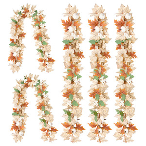 Guirnalda artificial de hojas de arce en stock, decoración de mesa de comedor para el hogar, planta verde, guirnalda artificial de otoño para Acción de Gracias y Halloween - Product Image 5