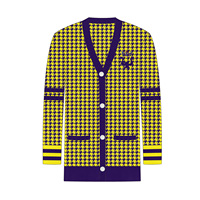 OEM personnalisé grec Sigma Gamma Rho sororité 1922 brodé Zig Zag tricoté collège Cardigan pull en coton attirail grec