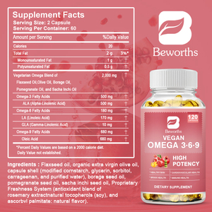 Beworths Kapsul Omega 3 Softgel, Kapsul Omega 3-6-9 60 buah untuk otak - Product Image 2