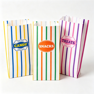 Sac en papier kraft rayé personnalisé avec logo imprimé, qualité alimentaire, pour bonbons, biscuits, emballage cadeau, fête, <span class=keywords><strong>boutique</strong></span> - Product Image 2