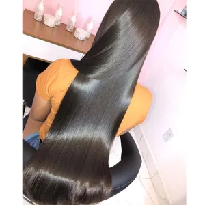 Bundel rambut manusia selaras kutikula mentah lurus tulang murah 12A bundel jalinan rambut Brasil Mink Virgin ditarik ganda