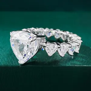 Anello di pietra con cuore in argento Sterling 5A Cz di alta qualità anello di lusso fidanzamento matrimonio anelli di diamanti