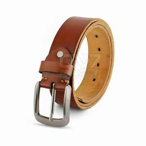 Ceintures en cuir de peau de vache populaire pour hommes boucles ardillon en cuir fendu ceinture noir décontracté Style de Logo personnalisé - Product Image 1