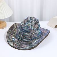 Ecoparty-Chapeaux de jazz en strass, chapeau de cow-boy pour femmes et hommes, double face, couleur rouge avec diamant, vente en gros