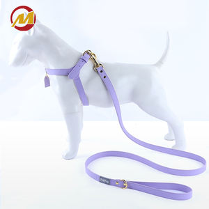 Collar de cuero para perro vegano Pu con cuentas moradas y logotipo de etiqueta personalizada con juego de correa - Product Image 4